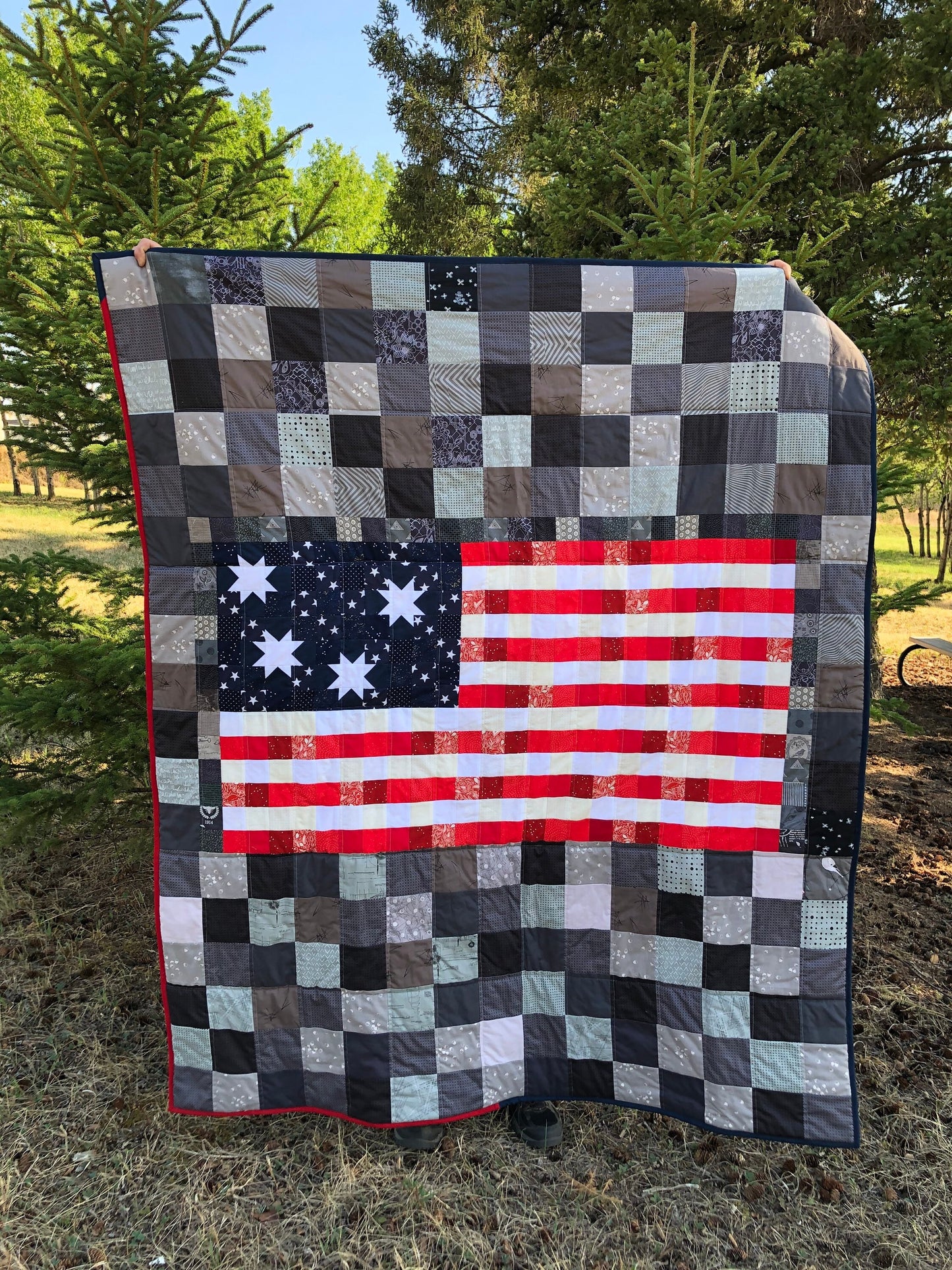 American Flag Patchwork Throw Quilt Pattern, Independence Day Quilt Pattern
