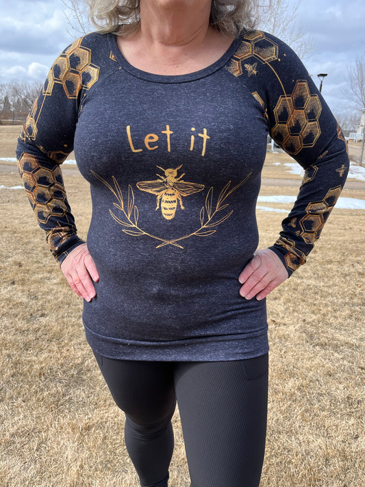 Let it Bee Women’s Raglan Casual Shirt size mediim