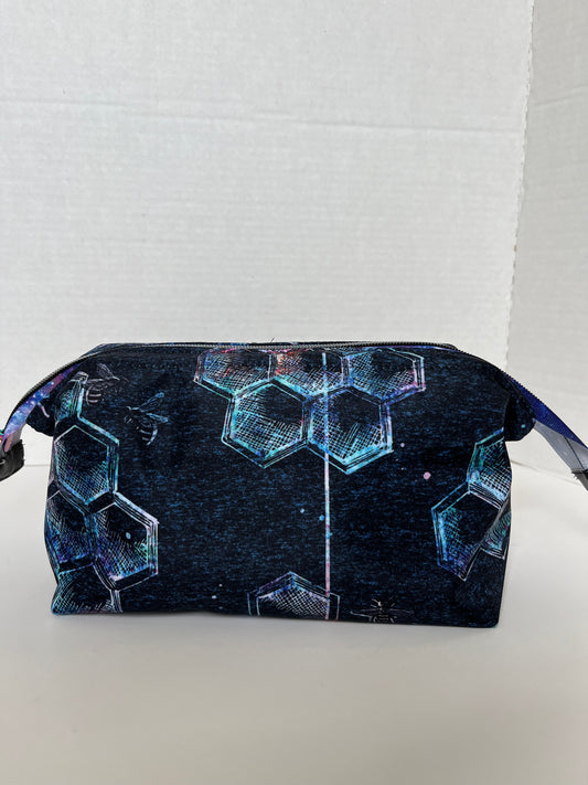 Iridescent Bee Print Water Resistant Wire Framed Small Project Bag