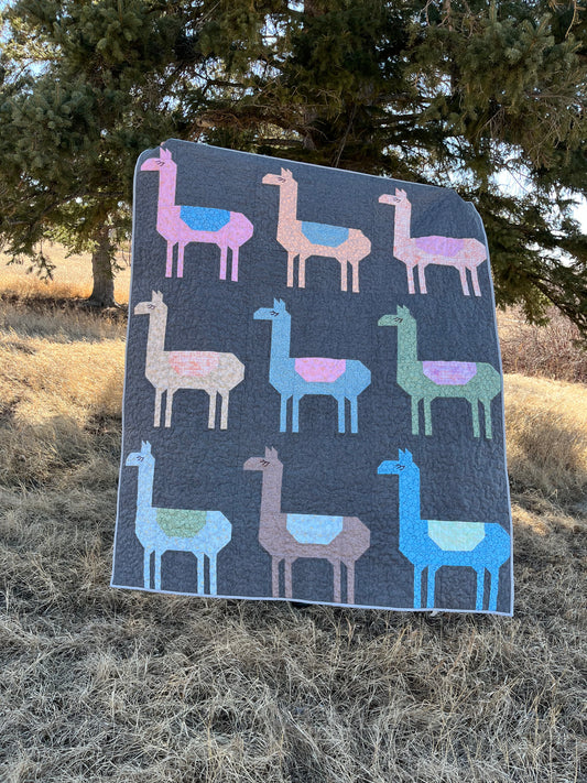 Pastel Llama Quilt, Alpaca Throw Quilt 60” x 72”