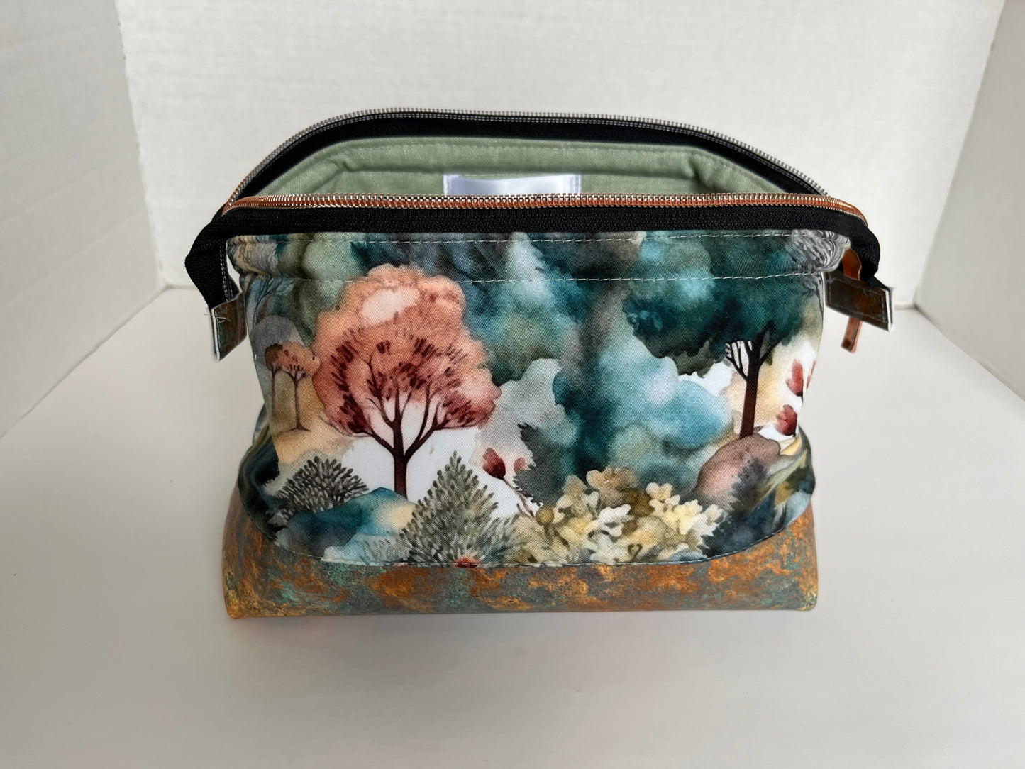 Forest of Trees Cotton and Vinyl Wire Framed Small Project Bag