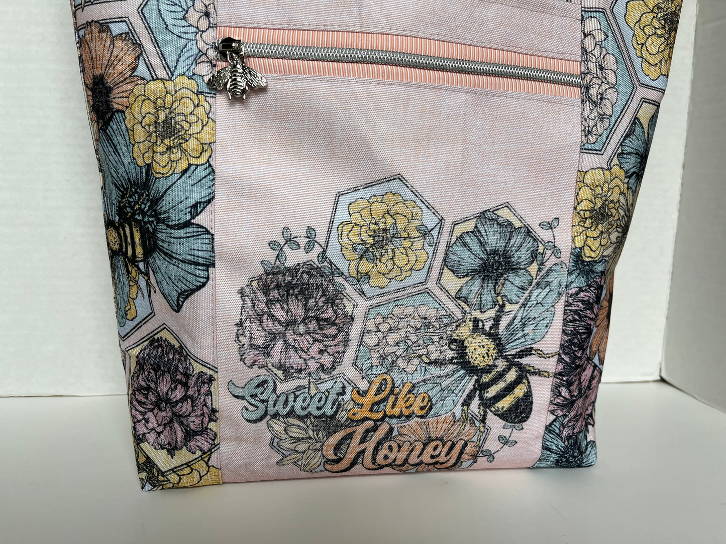 Bee Themed Large Waterproof Tote Bag, Project Bag