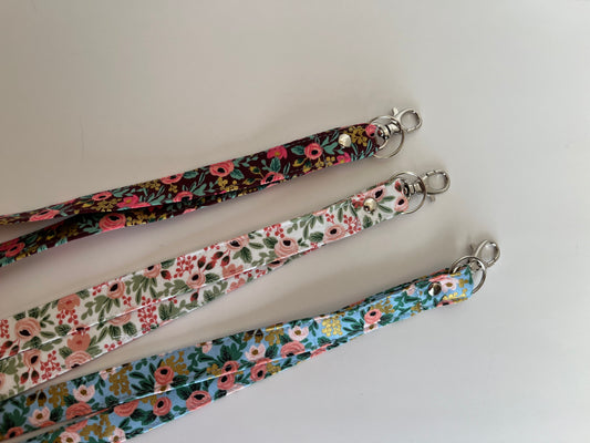 Floral Lanyard for ID Badge and Keys with Breakaway Clasp