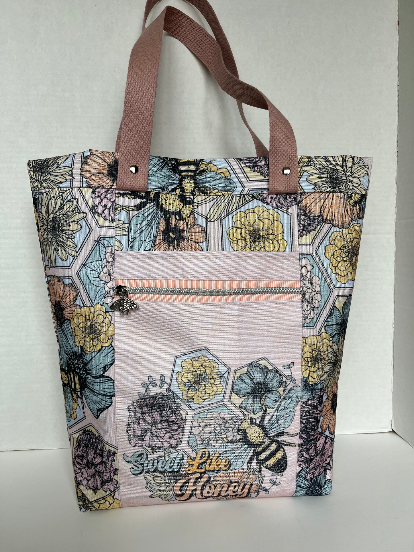 Bee Themed Large Waterproof Tote Bag, Project Bag