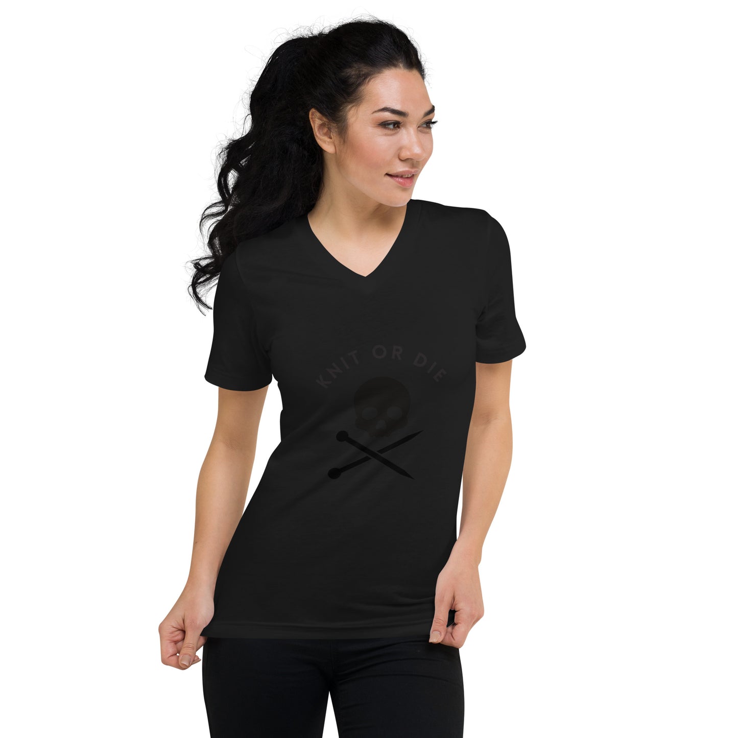 Knit or Die Unisex Short Sleeve V-Neck T-Shirt