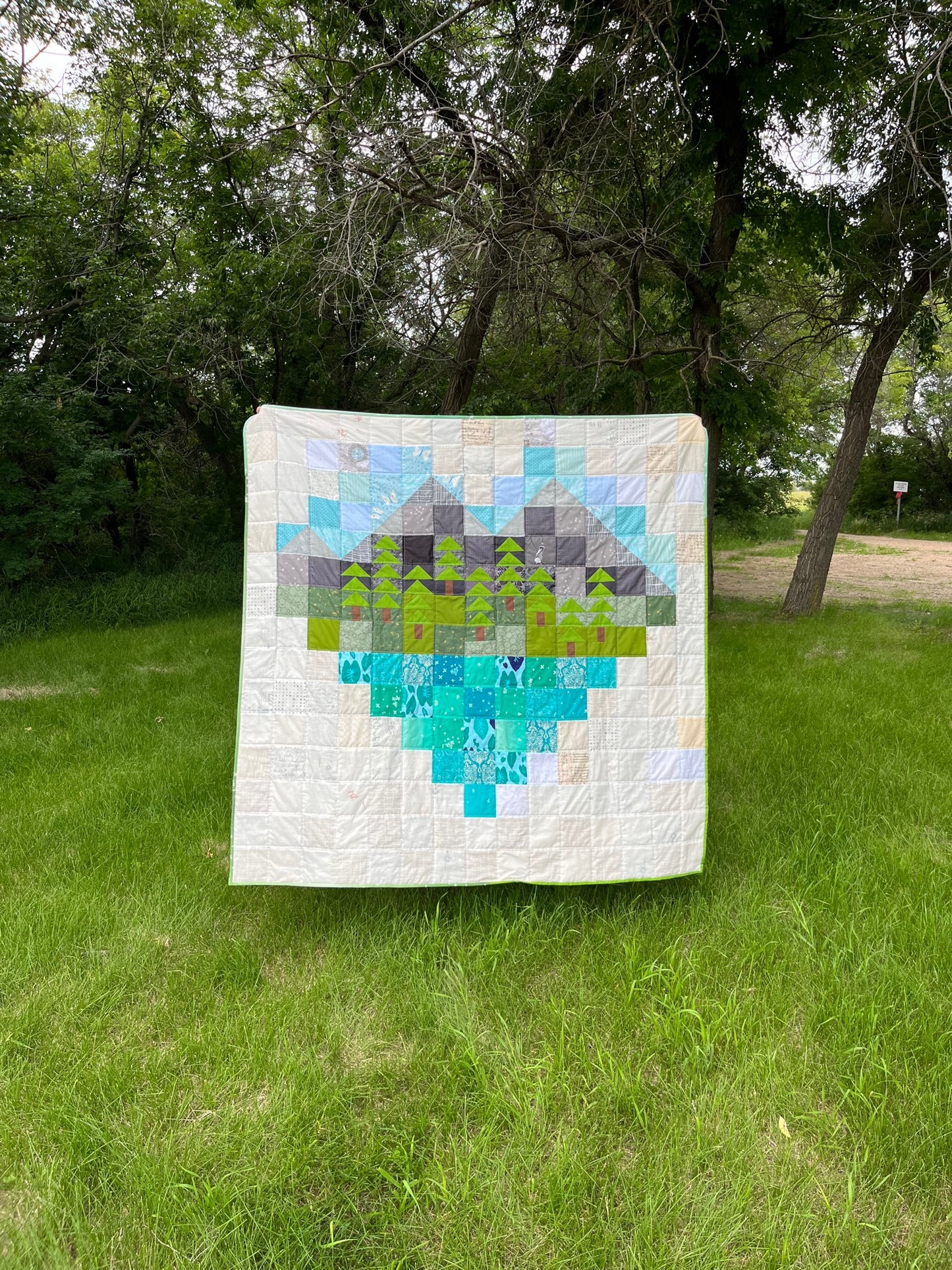 Mountains Pixel Heart Quilt Pattern