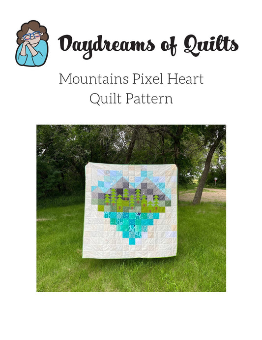 Mountains Pixel Heart Quilt Pattern