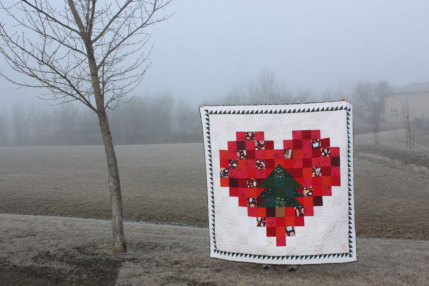 Christmas Quilt PDF Pattern, Christmas Tree Quilt, charm square pattern, tree lover's quilt pattern, Christmas Heart Quilt