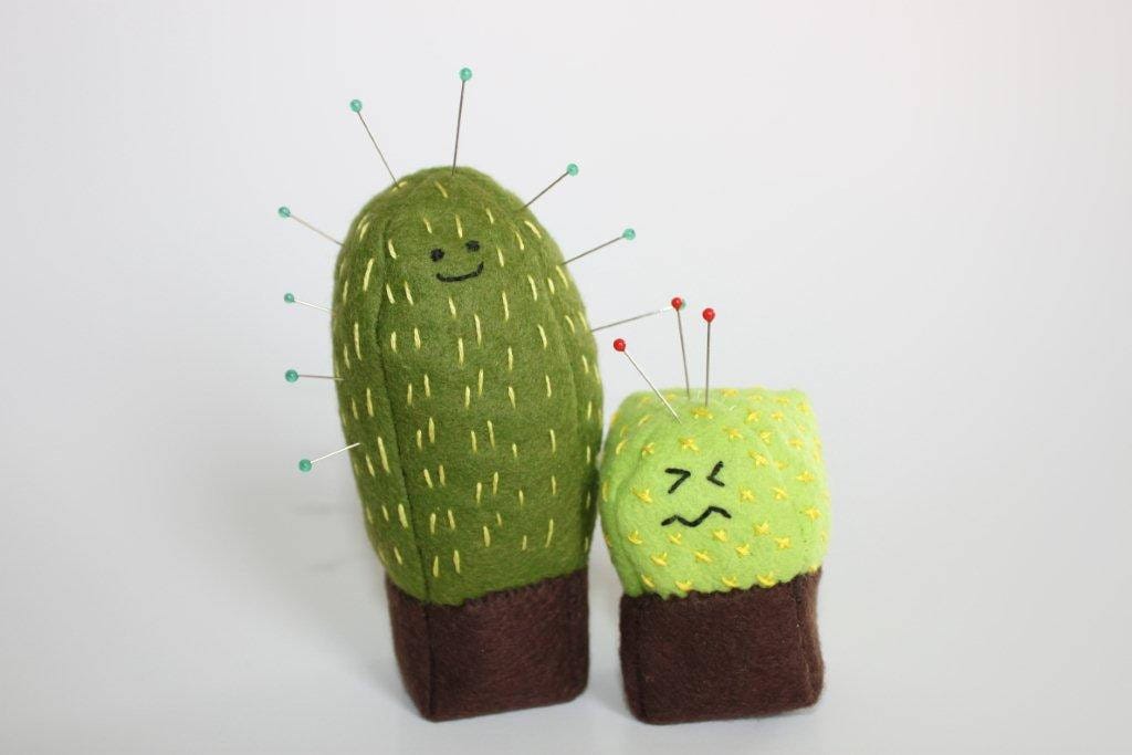 Pincushion Pattern, Cute Cactus, Kawaii Cacti, Wool Felt Pincushion Pattern, embroidered pincushion pattern, PDF pattern, cactus pincushion