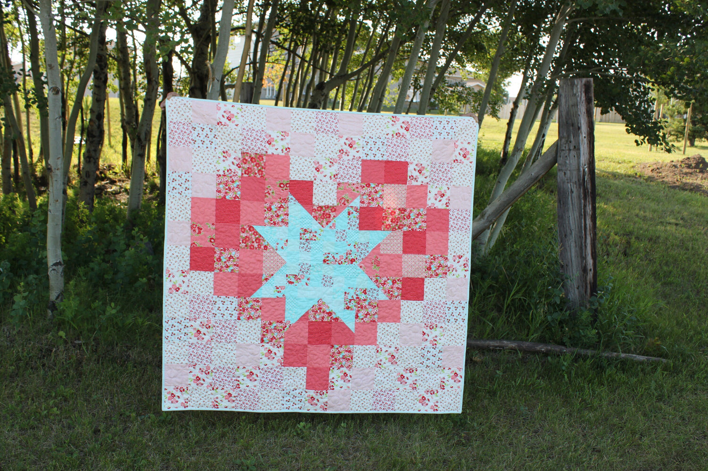 Pixel Star in a Pixel Heart PDF Quilt Pattern, Quick beginner quilt, charm square quilt pattern, fat quarter quilt pattern, Fourth of July