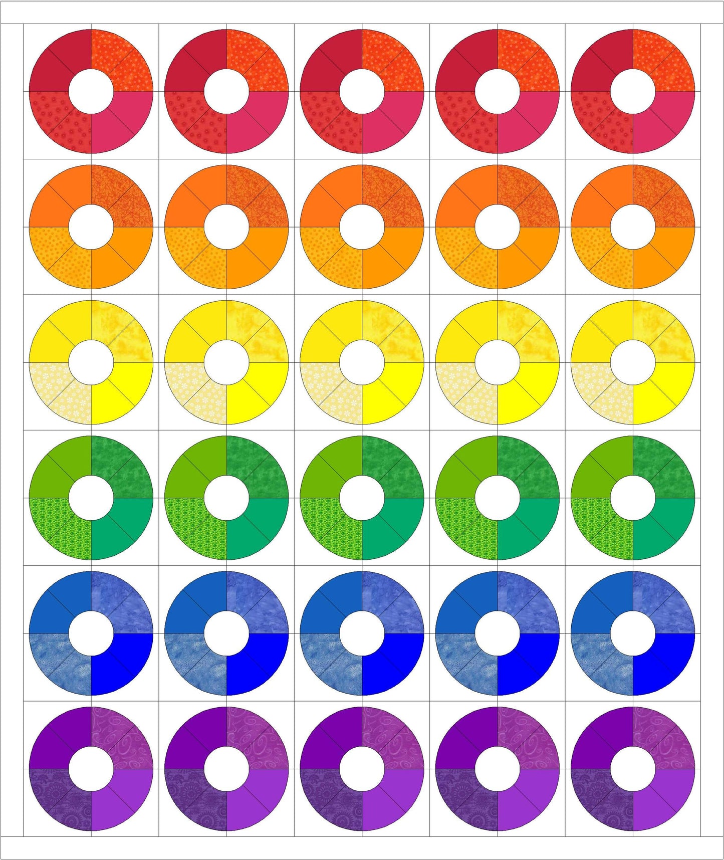 Circle Quilt Pattern, Circular Quilt PDF, Lifesavers Quilt, Drunkard's Path Quilt, Rainbow Quilt, Fussy Cutting Quilt Pattern, Advanced