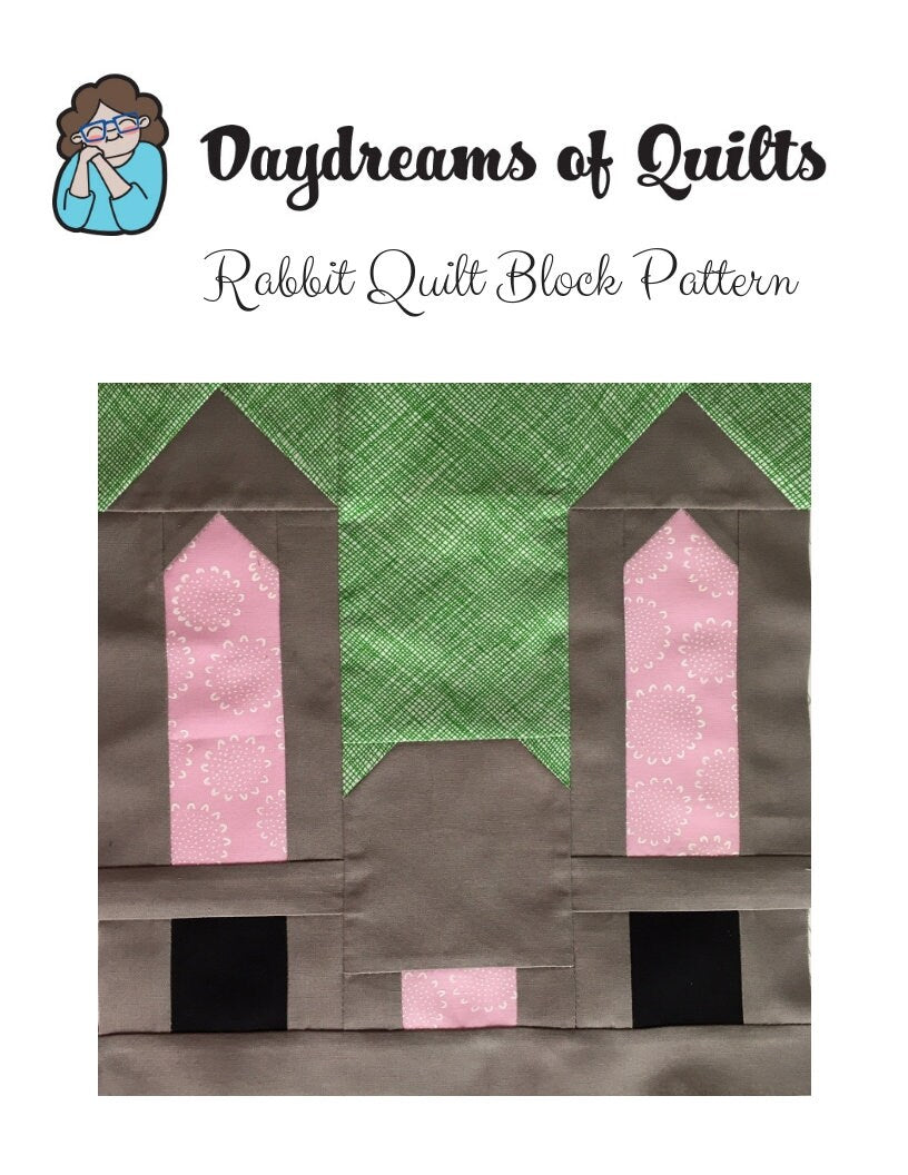 Rabbit and Carrot Quilt Block Patterns Set with Bonus Rainbow Easter Egg Block Pattern, digital quilt block patterns