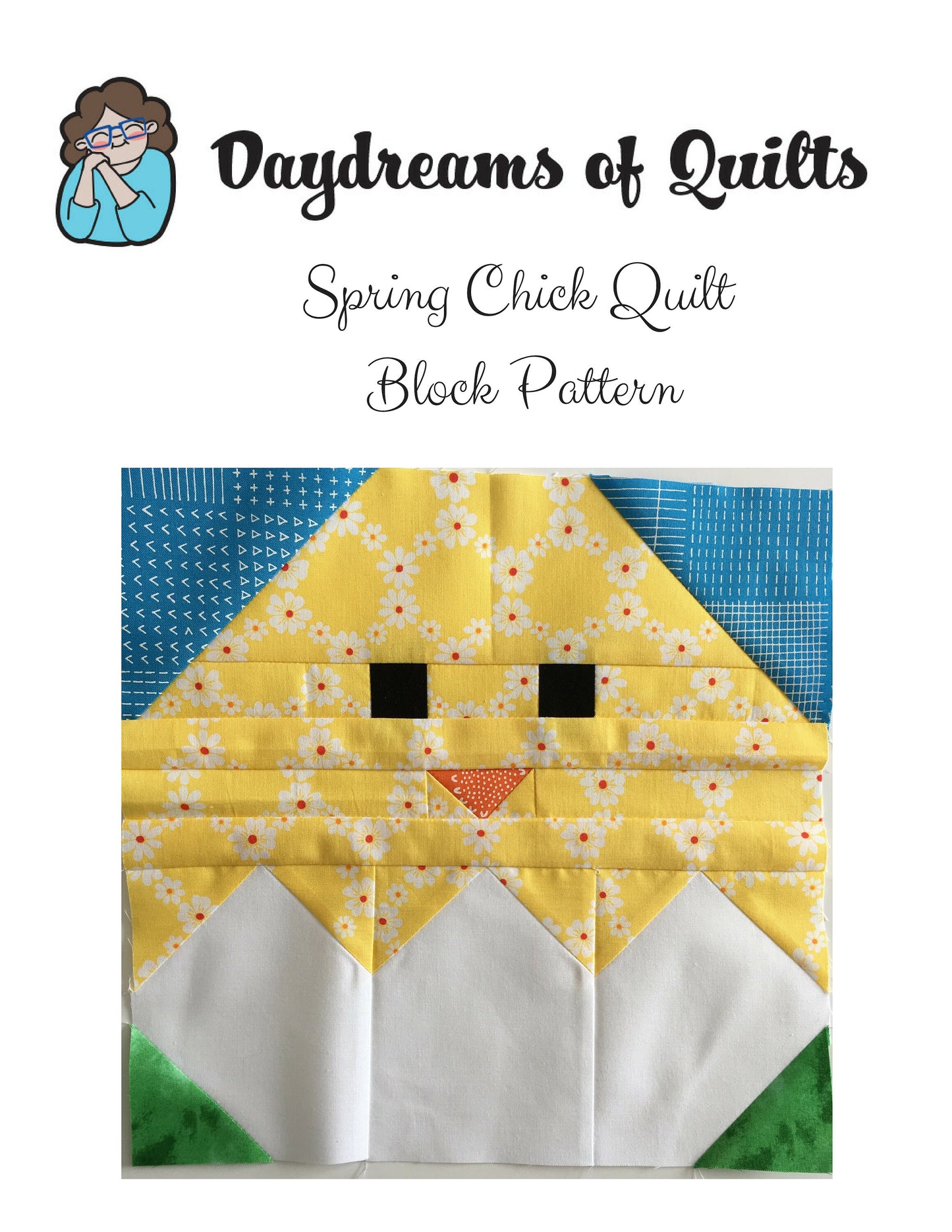 Spring Chick Quilt Block Pattern, digital quilt block PDF pattern