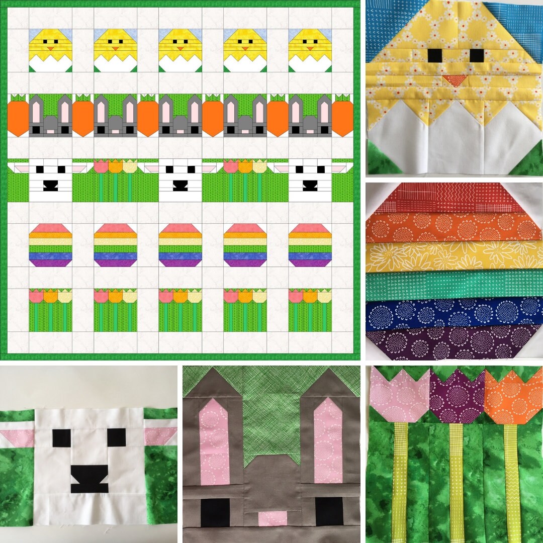 Spring Quilt Blocks Pattern Bundle, digital quilt block PDF patterns