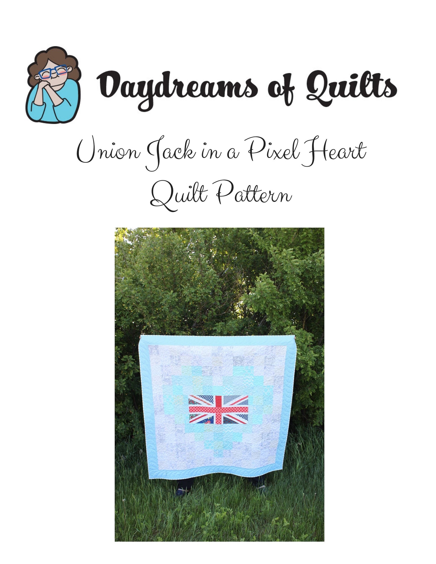 Union Jack in a Pixel Heart PDF Quilt Pattern