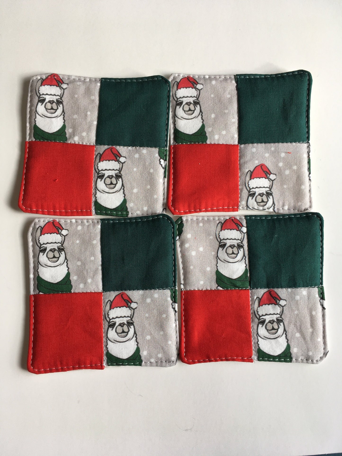 Llama Christmas Coaster set of four quilted