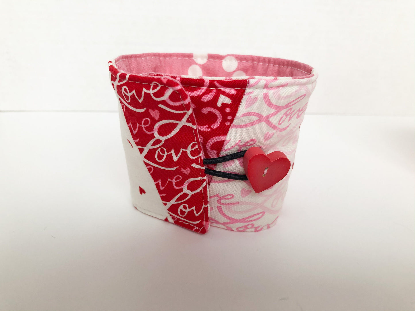 Valentine Coffee Cup Cozy, fabric coffee sleeve