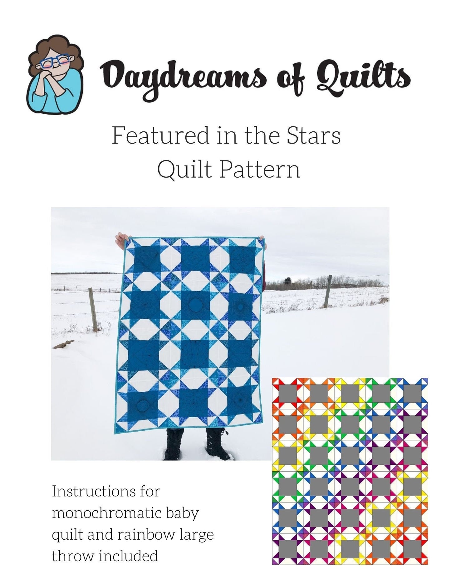 Stars Quilt Pattern, Featured in the Stars, Baby Quilt Pattern, Large Throw PDF Pattern