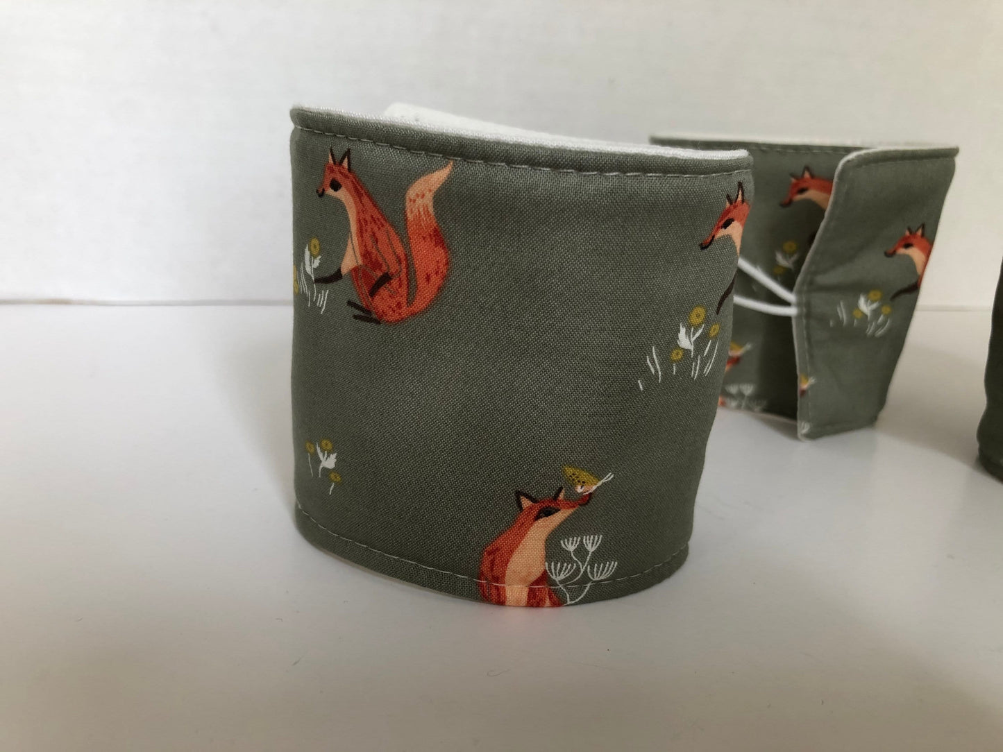 Fall Foxes Hot Drink Cup Cozy, fabric coffee sleeve