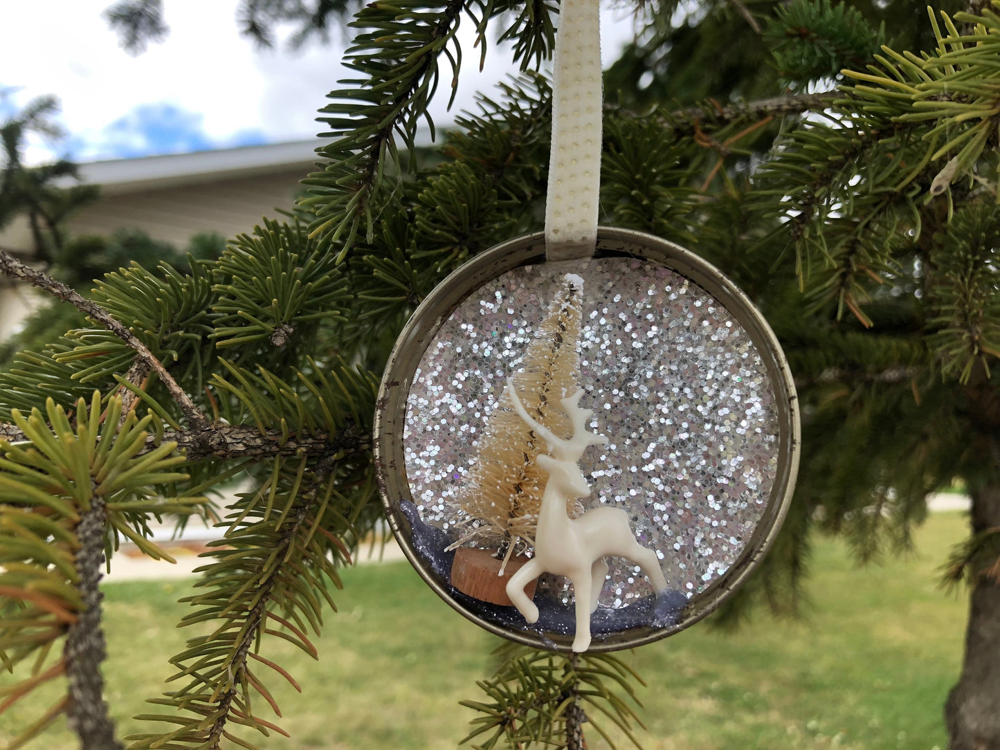 Deer Themed Christmas Ornament in Mason Jar Ring