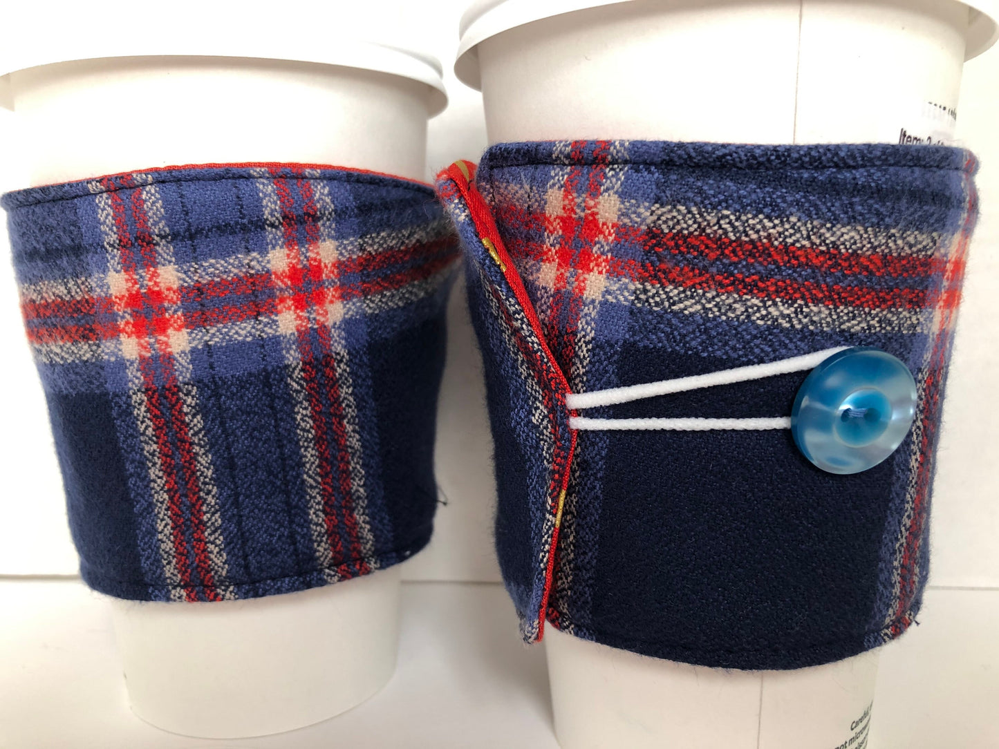 Plaid Flannel Hot Drink Cup Cozy, fabric coffee sleeve