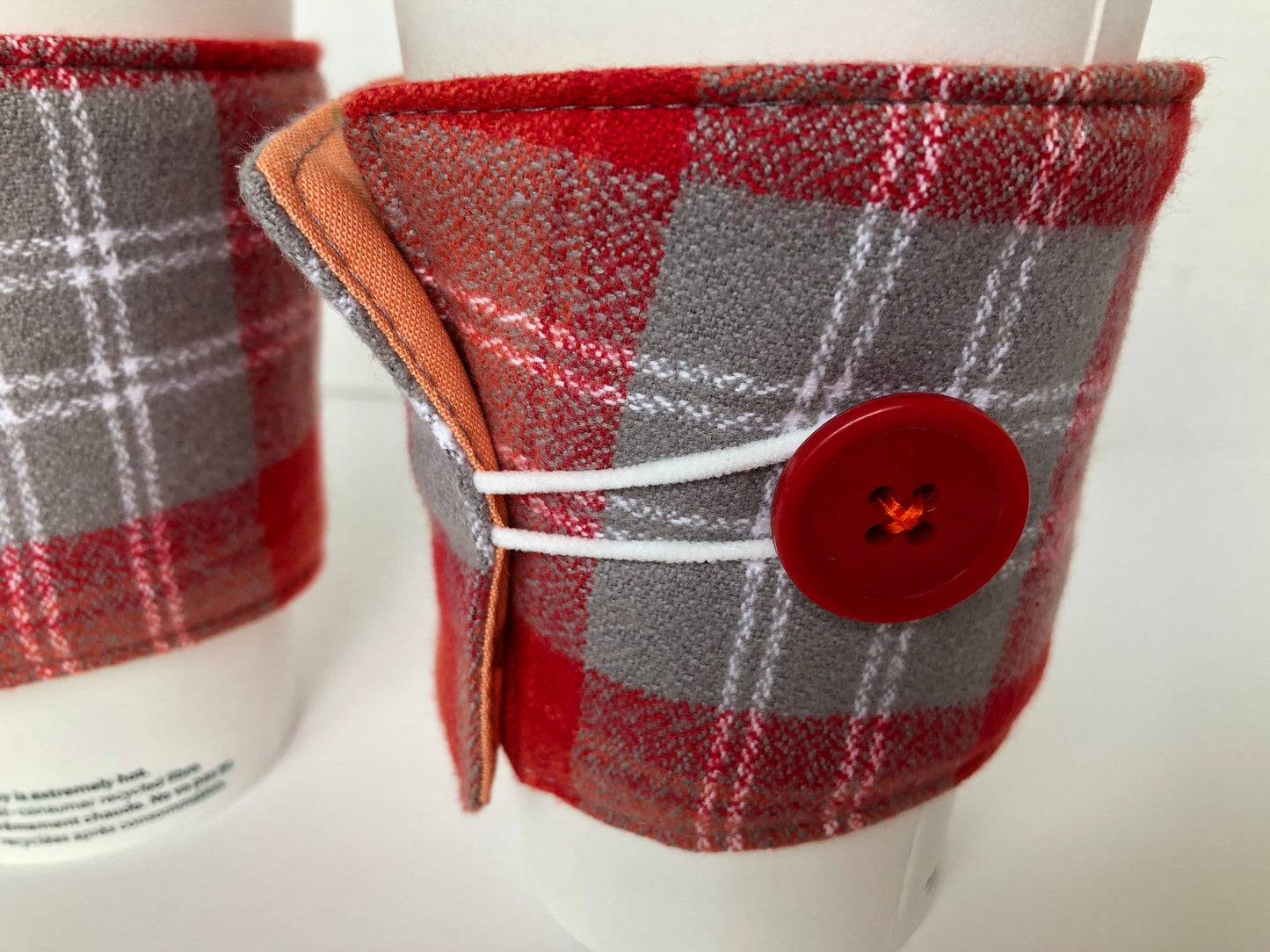 Plaid Flannel Hot Drink Cup Cozy, fabric coffee sleeve