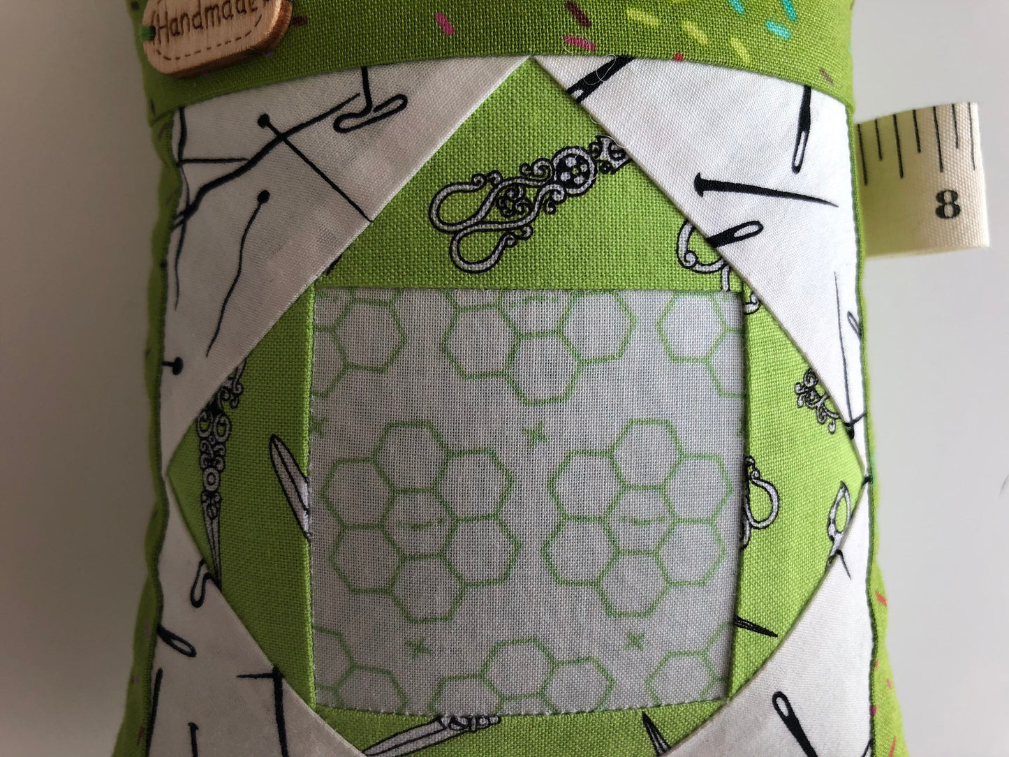 Sewing Themed Deluxe Pincushion Green