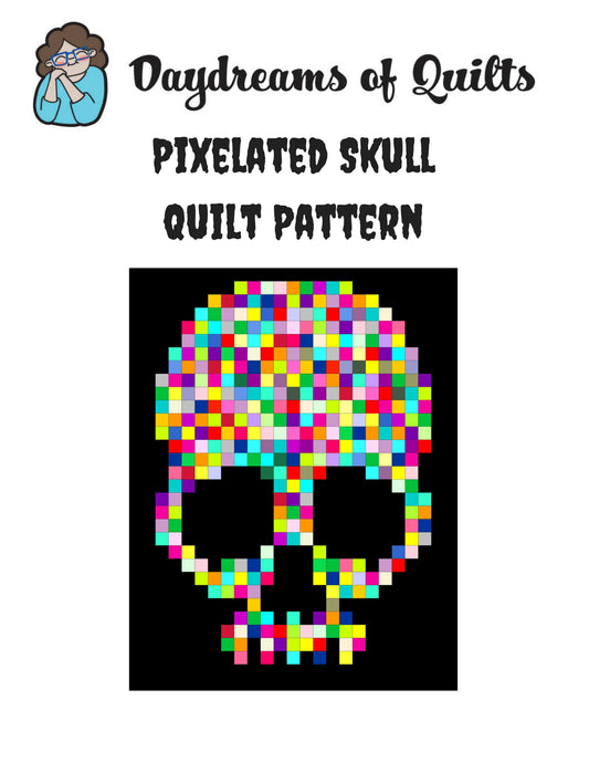 Pixel Skull Quilt Pattern, Charm Square Quilt, Scrap Buster Quilt Pattern, Modern Quilt Pattern