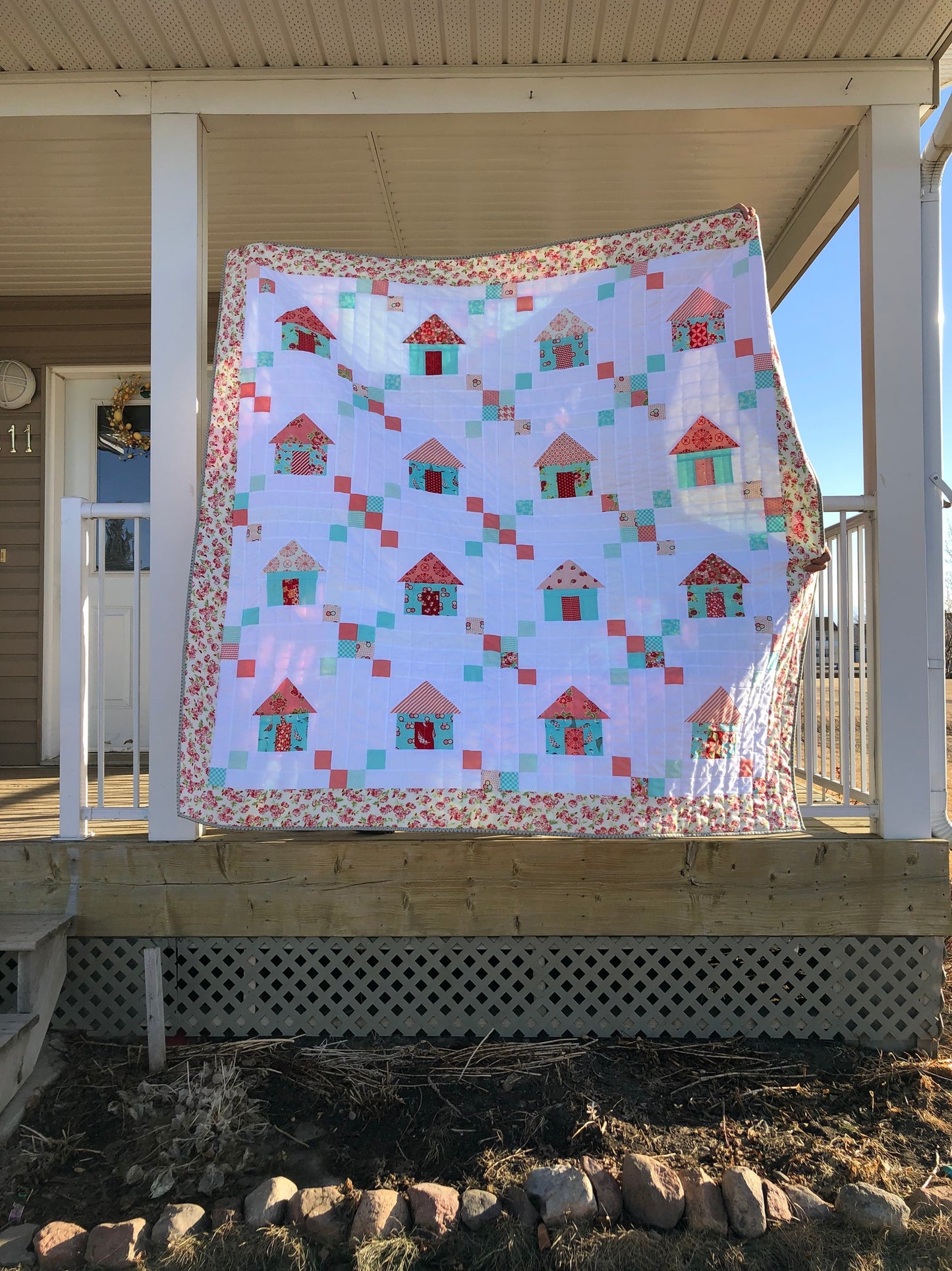 Love Home Quilt Pattern, House Quilt PDF Pattern, Chain Quilt