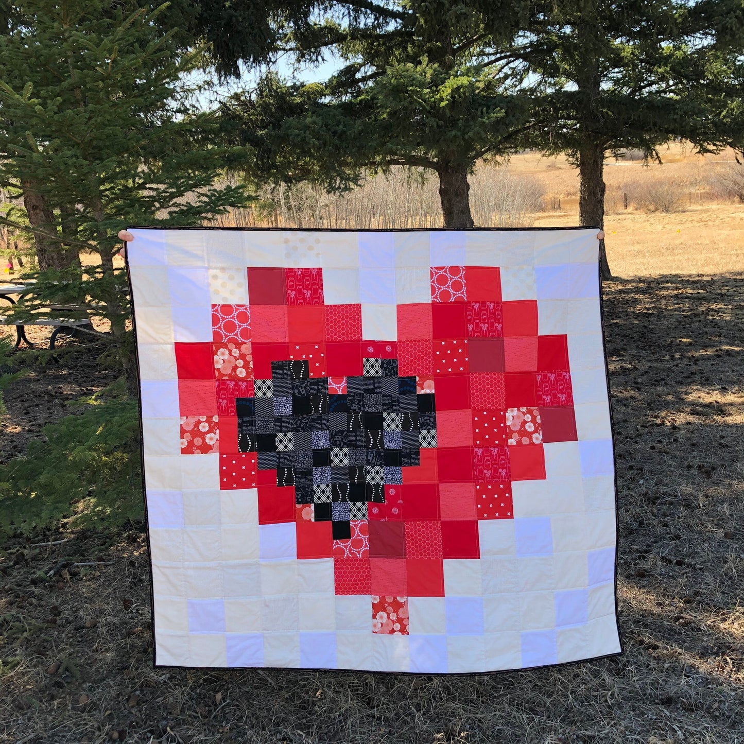 Pixel Heart in a Pixel Heart Quilt Pattern, Beginner Charm Square Quilt, Modern Quilt Pattern