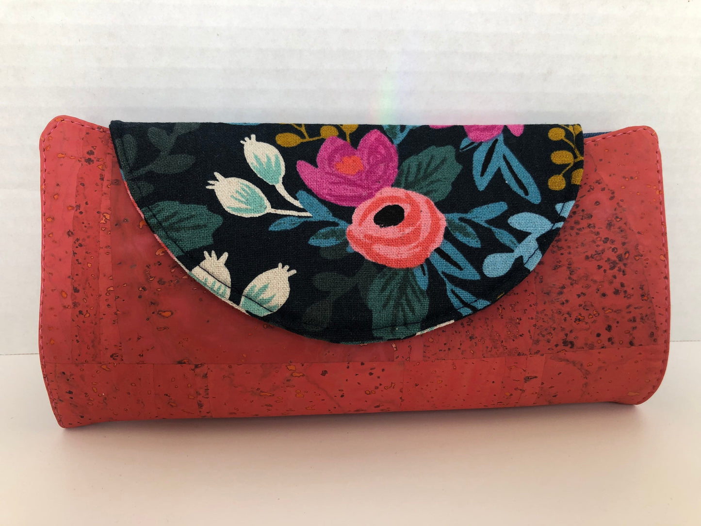 Rifle Paper Co Floral Canvas and Salmon Pink Cork Women's Wallet