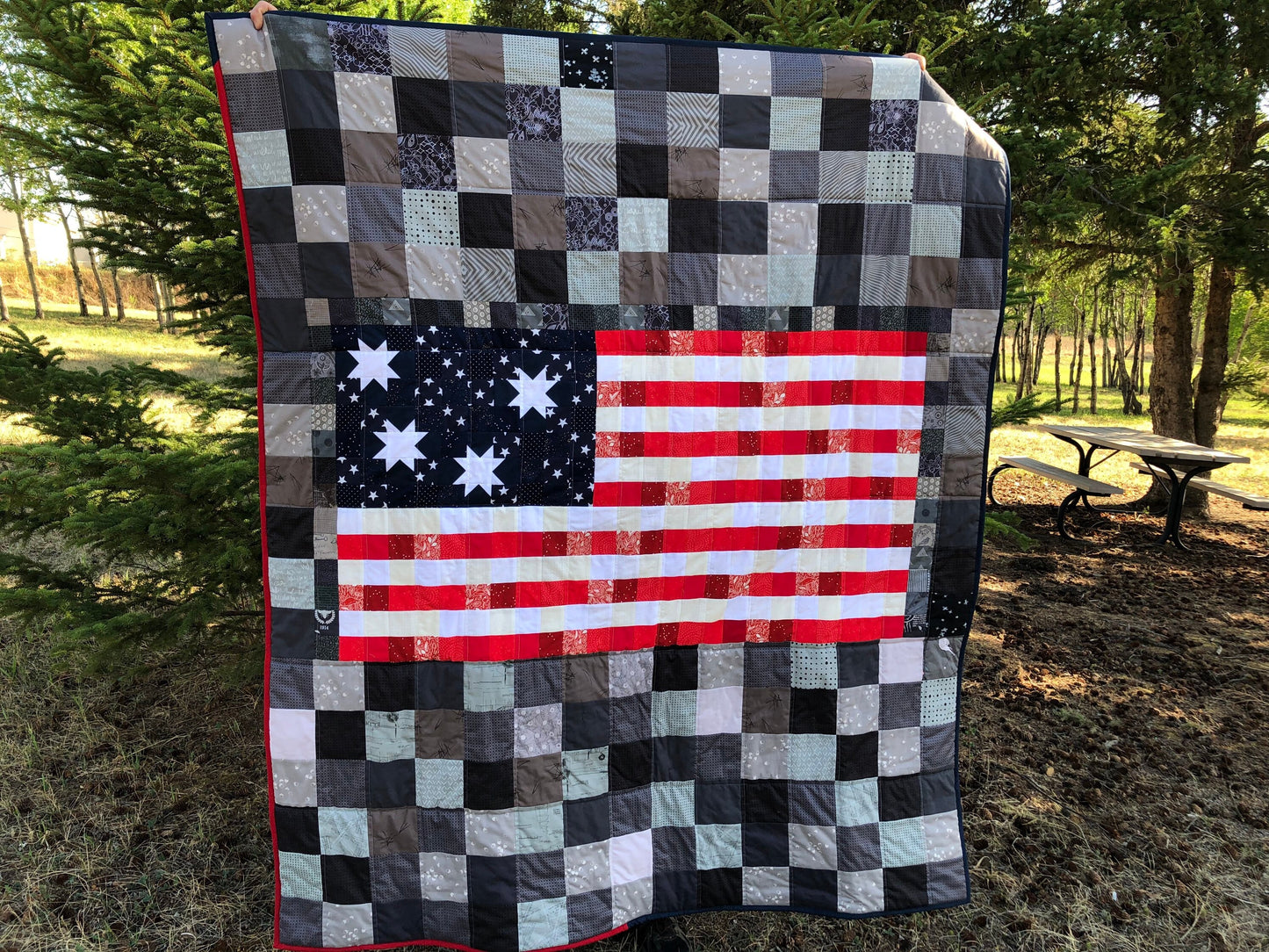 American Flag Patchwork Throw Quilt Pattern, Independence Day Quilt Pattern