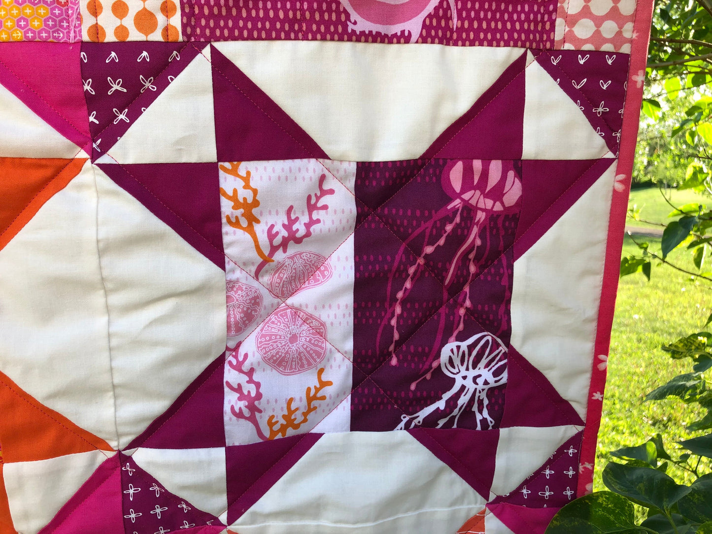 Seahorse and Ocean Themed Baby Quilt