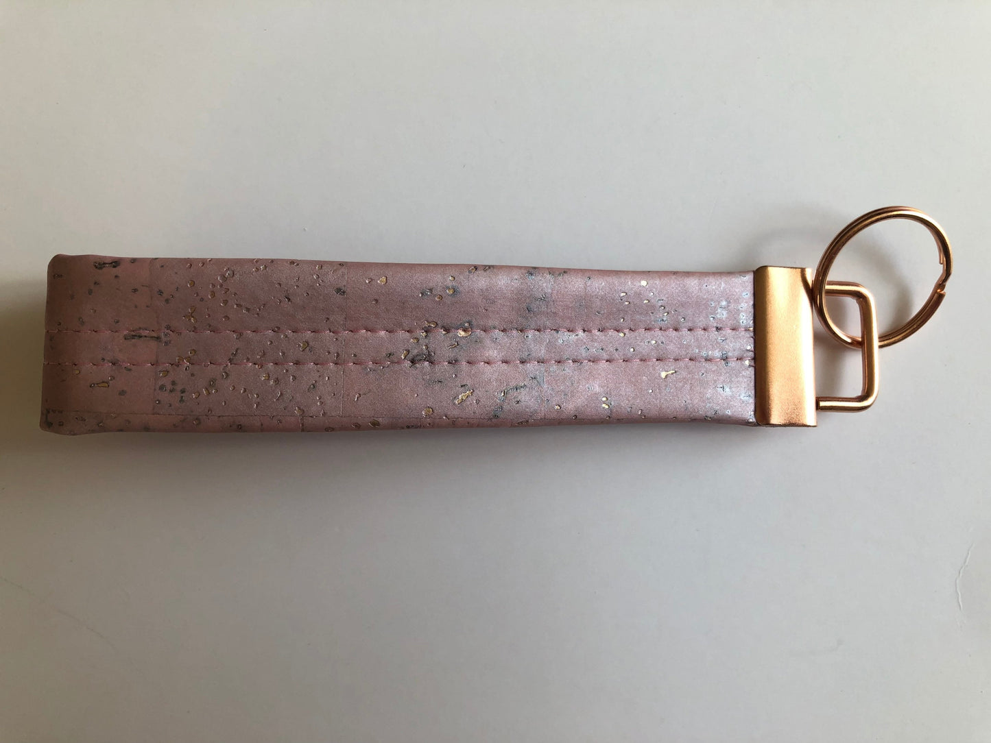 Cork Leather Wristlet Key Chain, Cork Key Fob, Burgundy, Pink, White