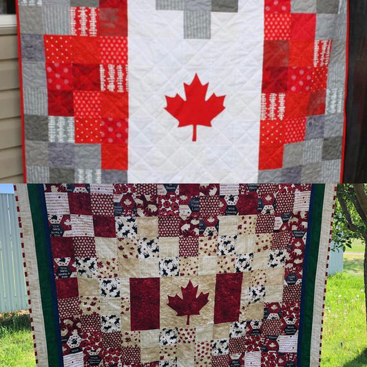 Canadian Flag Pixelated Heart Quilts PDF Quilt Pattern, Canada Day