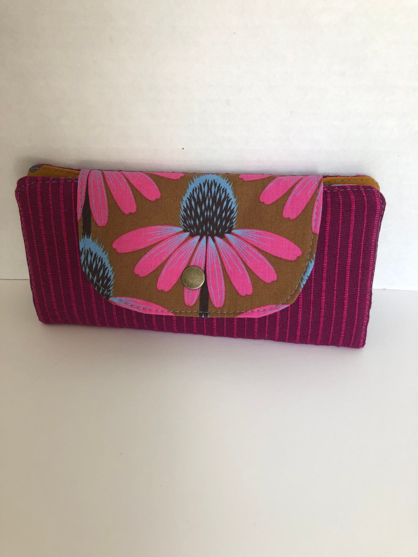 Echinacea Flowers and Wine Women’s Slim Cotton Wallet