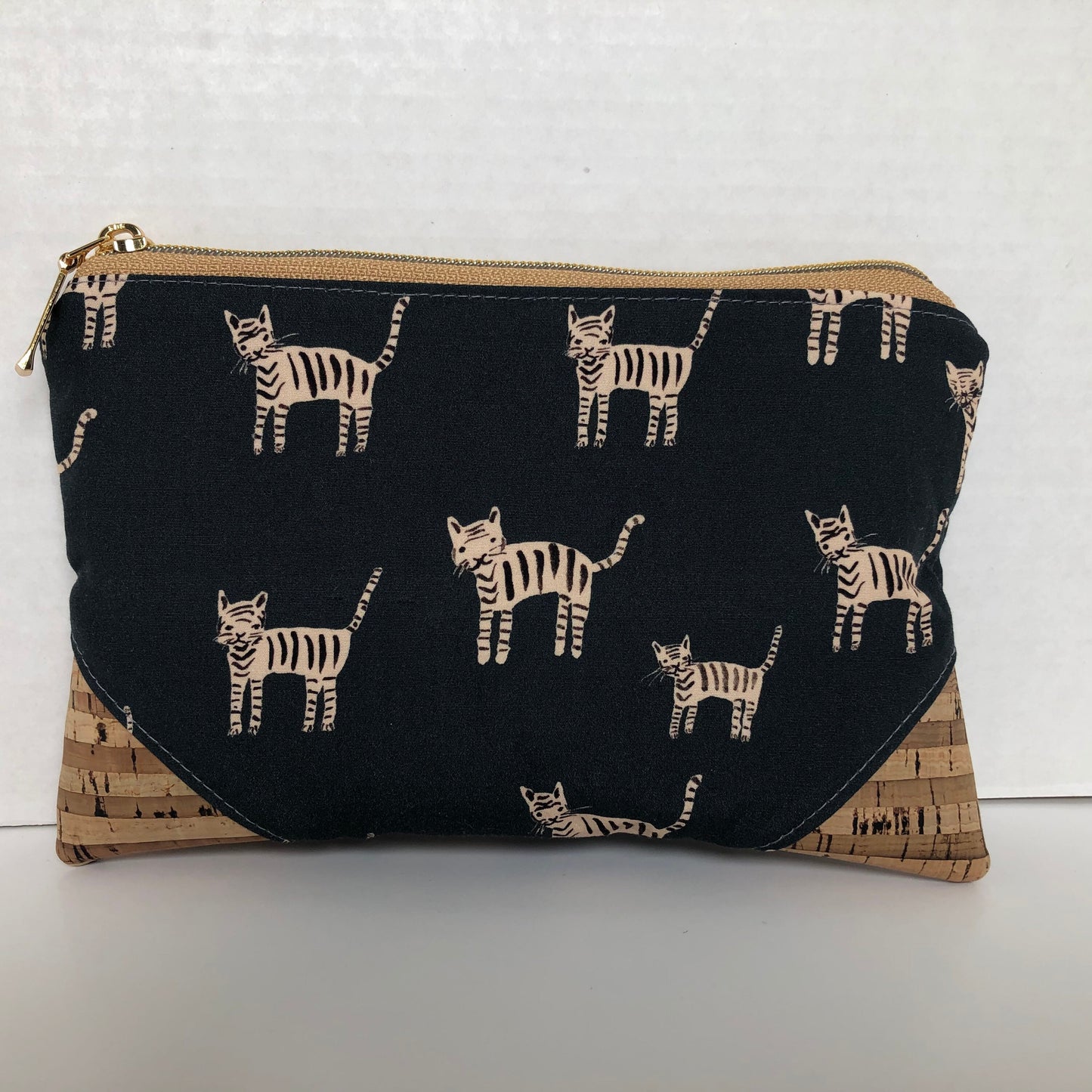 Cute Tigers Zipper Pouch with Cork Accents