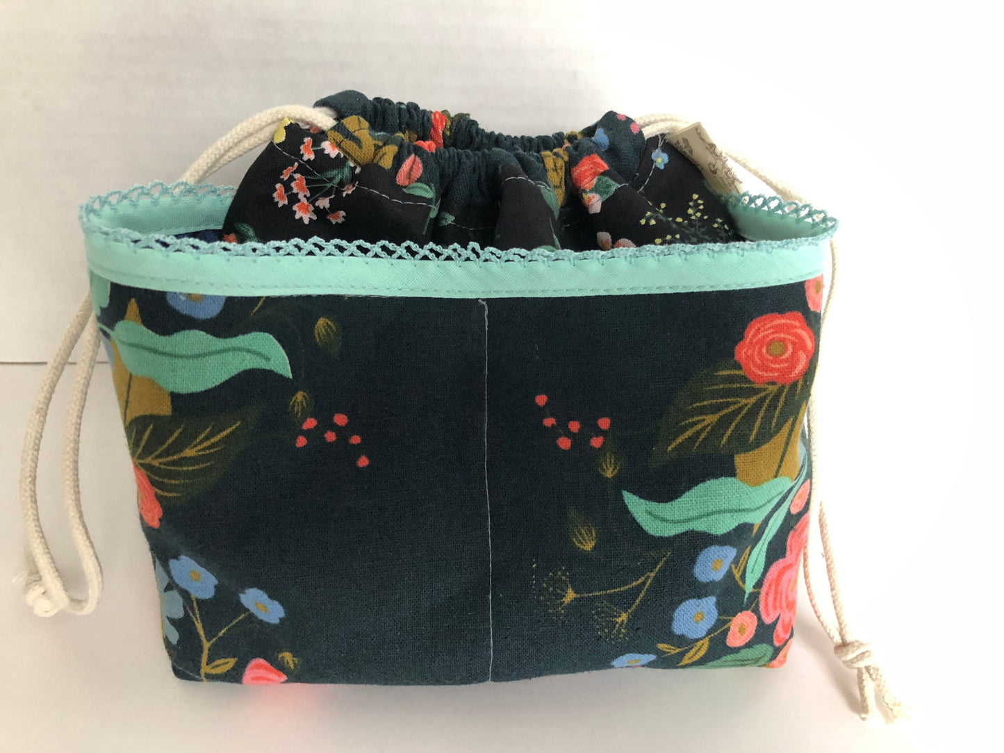 Small Project Bag, Drawstring Bag, Rifle Paper Co Florals