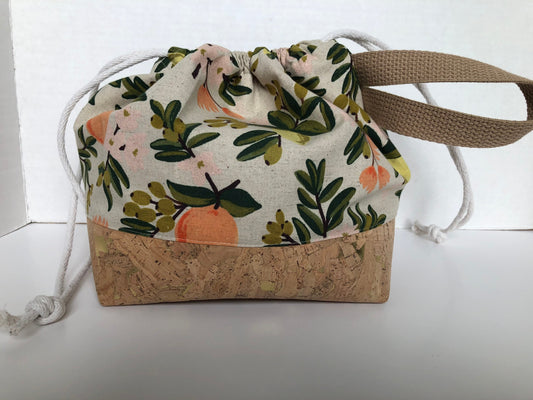 Rifle Paper Co Citrus Project Bag, Canvas and Cork Knitting Bag
