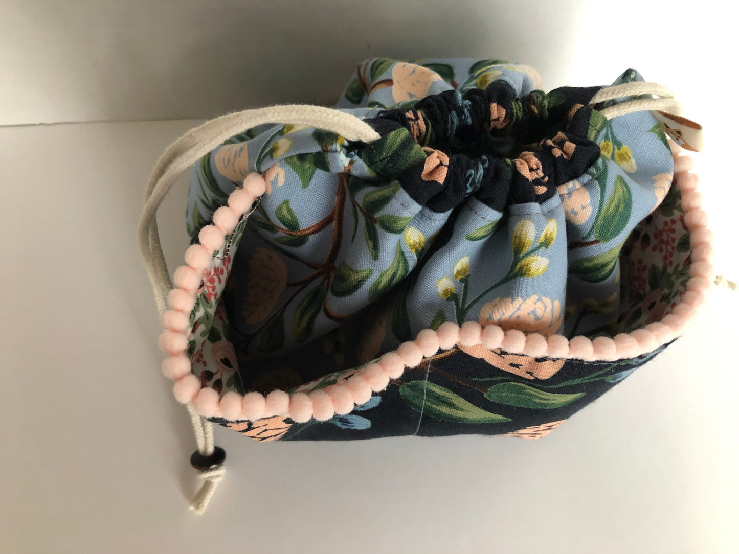 Small Project Bag, Drawstring Bag, Rifle Paper Co Peonies