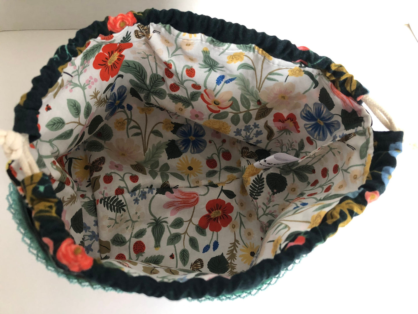 Small Project Bag, Drawstring Bag, Rifle Paper Co Florals