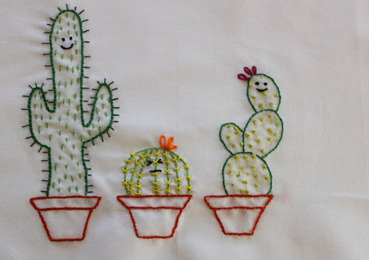 Cactus Embroidery Pattern, Cute Cactus, Kawaii Cactus, PDF Embroidery Pattern, plant embroidery pattern, ball cactus pattern, prickly pear