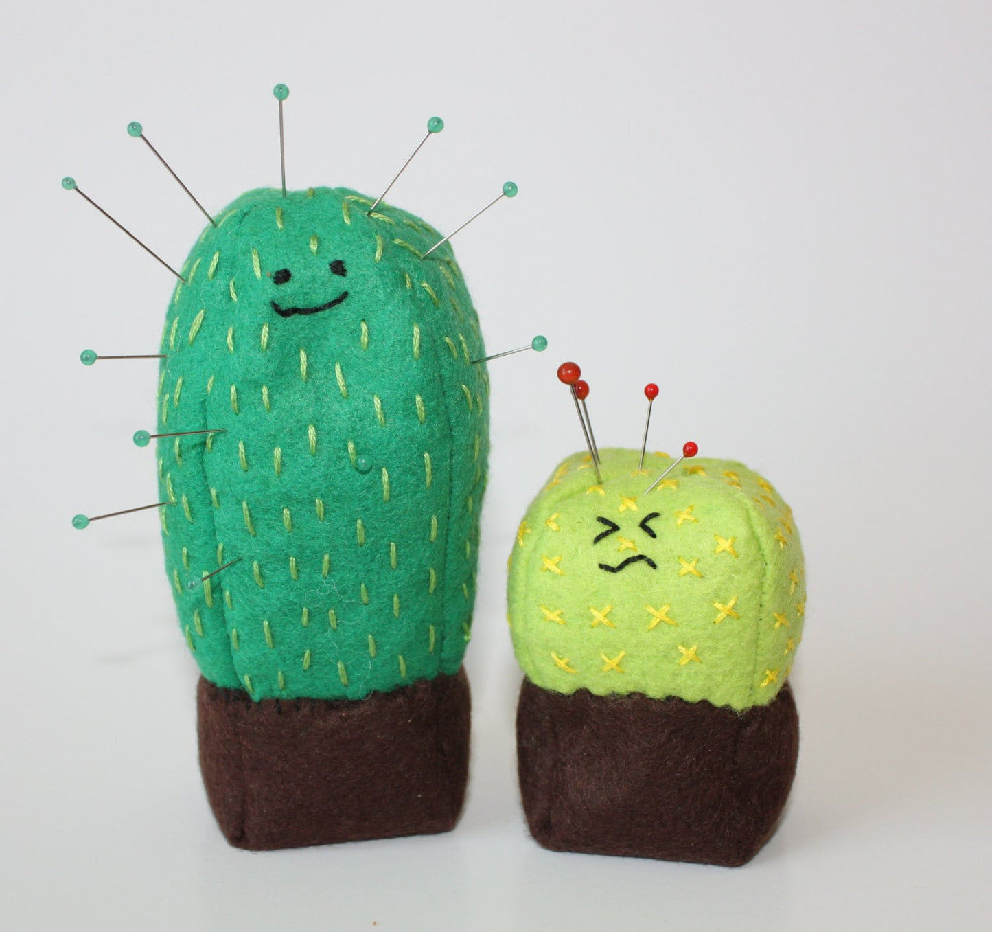 Pincushion Pattern, Cute Cactus, Kawaii Cacti, Wool Felt Pincushion Pattern, embroidered pincushion pattern, PDF pattern, cactus pincushion