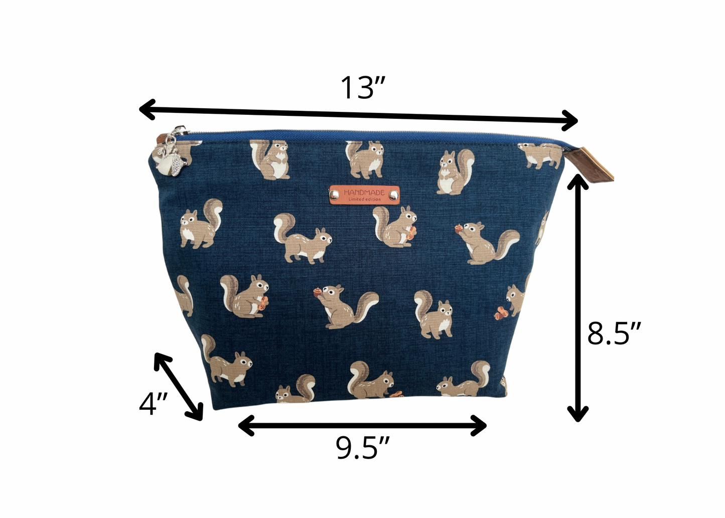 Squirrels Large Cosmetics Bag, Project Bag, Toiletry Bag
