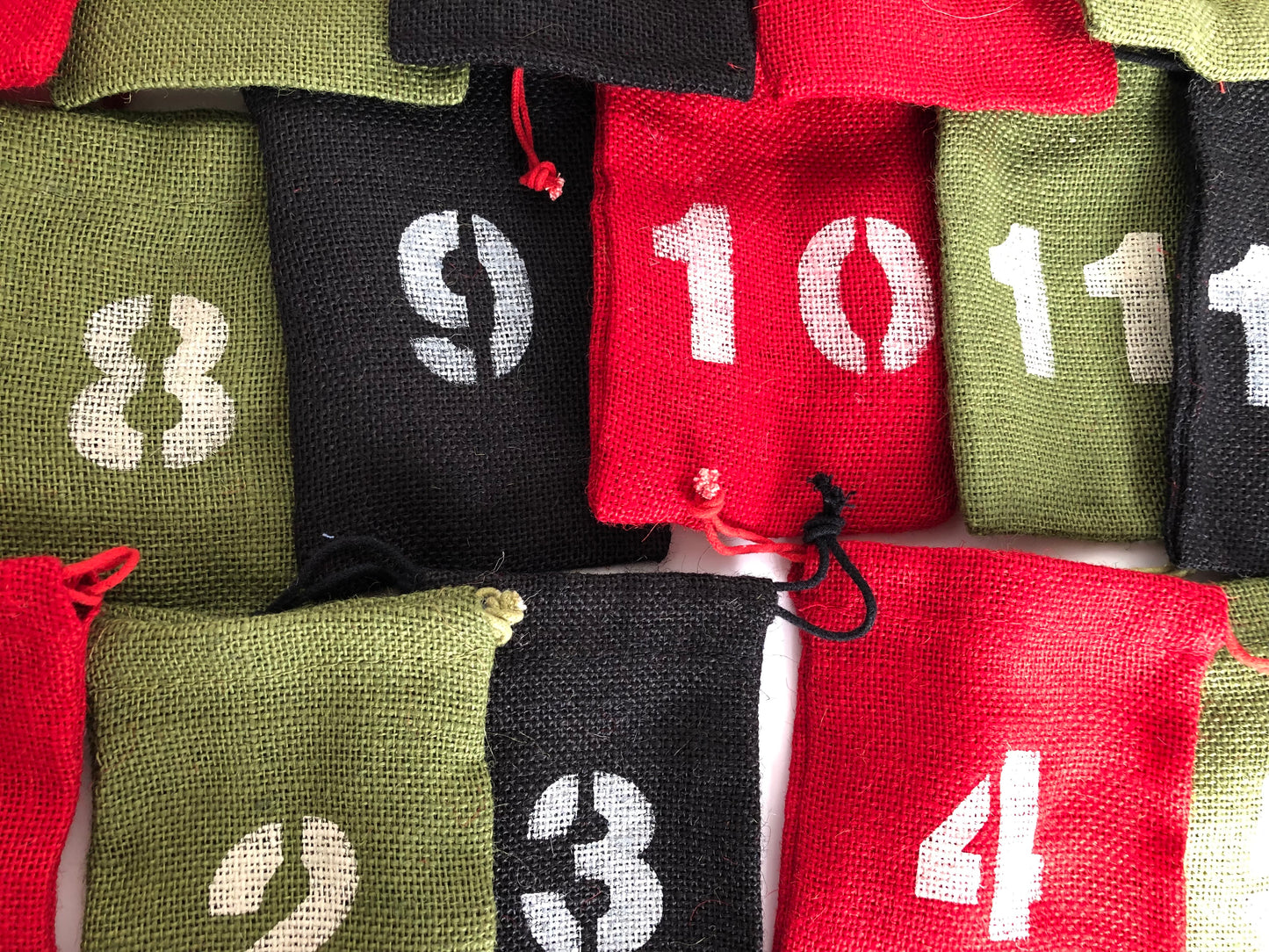Rustic Burlap Advent Calendar Gift Bags Set of 24
