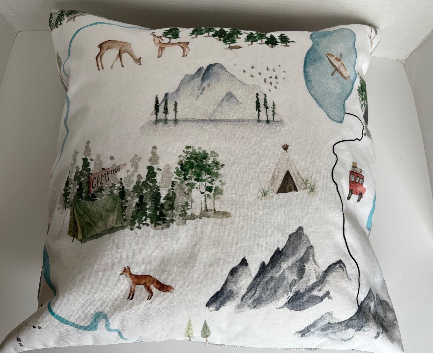 Cabin and Camping Themed Pillow Cover