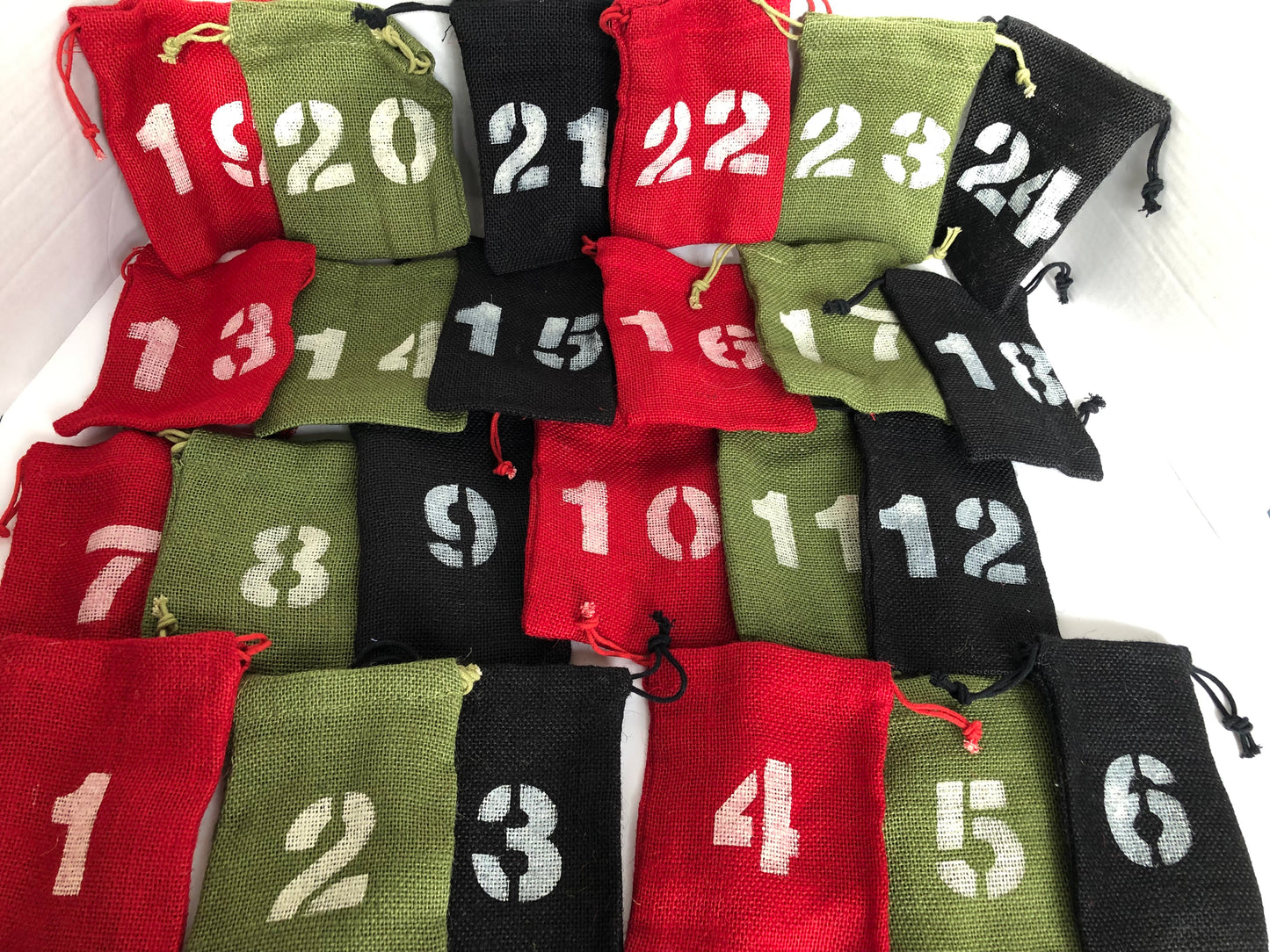 Rustic Burlap Advent Calendar Gift Bags Set of 24