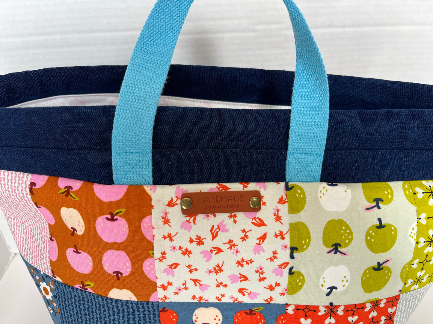 Patchwork and Denim Large Knitting Project Bag