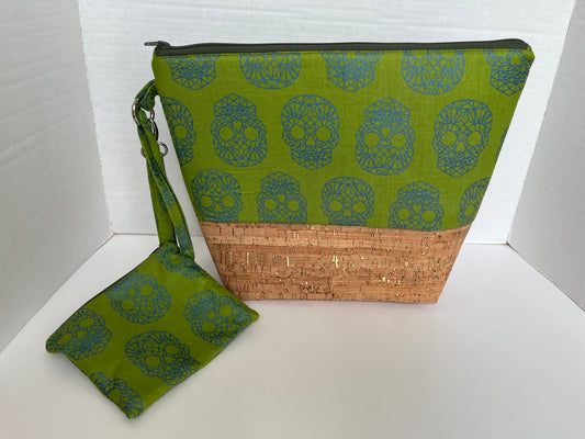 Skulls and Cork Knitting Project Bag Set, Gift for Knitter
