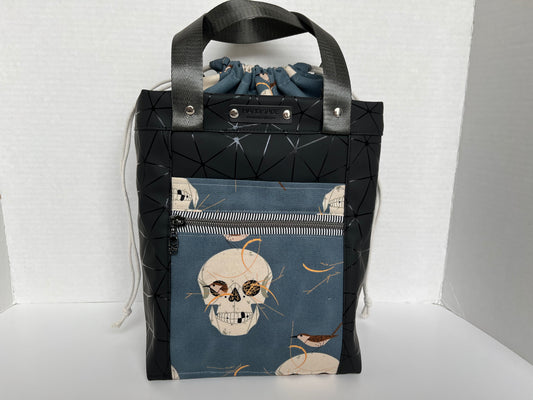 Skull Themed Project Bag, Firefly Tote, Organic Canvas and Vinyl